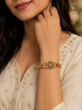 Multicolor Kundan-style gold-tone bracelet