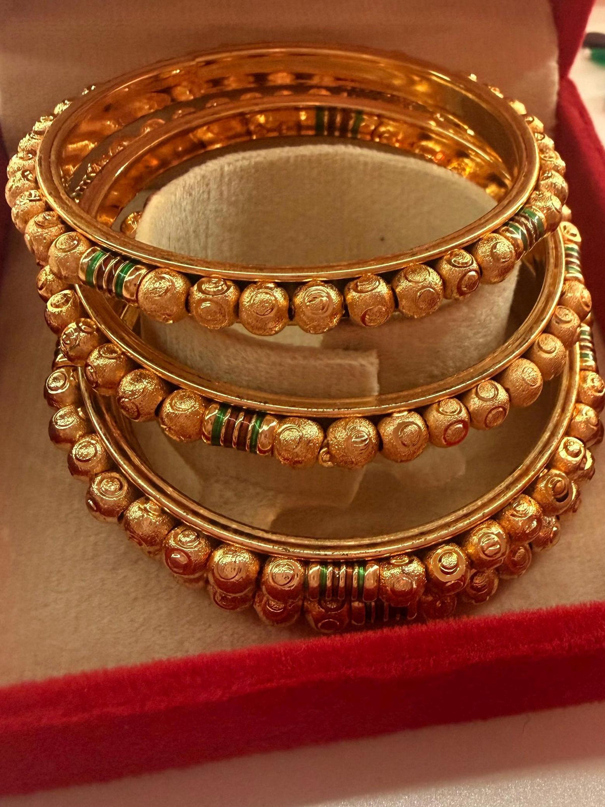 Gold-tone enamel bangle set size 2.8 – enamel and stone detail
