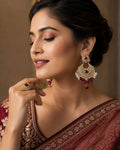 Red and gold traditional statement earrings