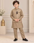 Boys traditional kurta pajama with brocade waistcoat size 4