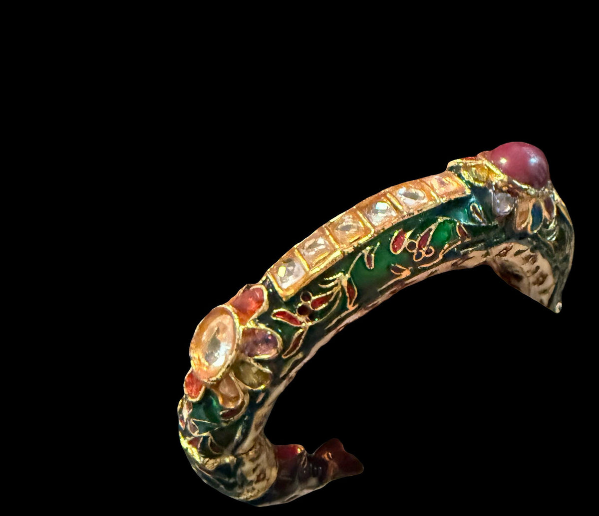 Colorful Kundan kada bracelet with screw lock