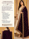 Violet velvet shawl with gold embroidery
