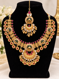 Temple-style necklace and maang tikka set