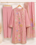 Blush pink embroidered three-piece suit