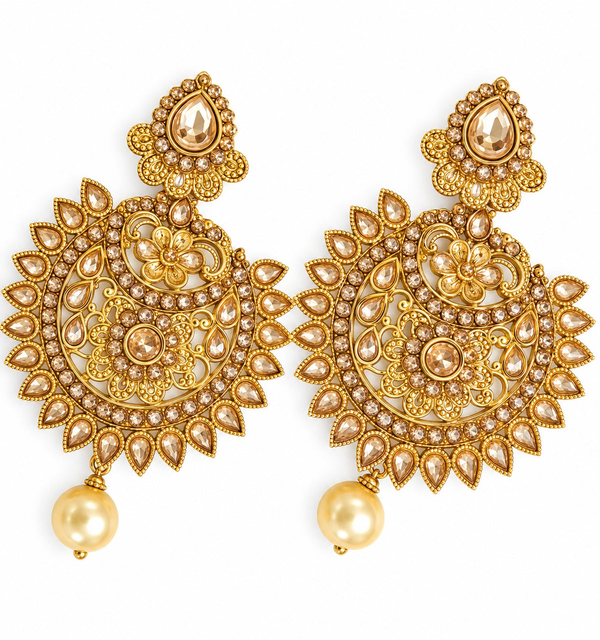 Stone & Pearl Jhumka Earrings alternate view