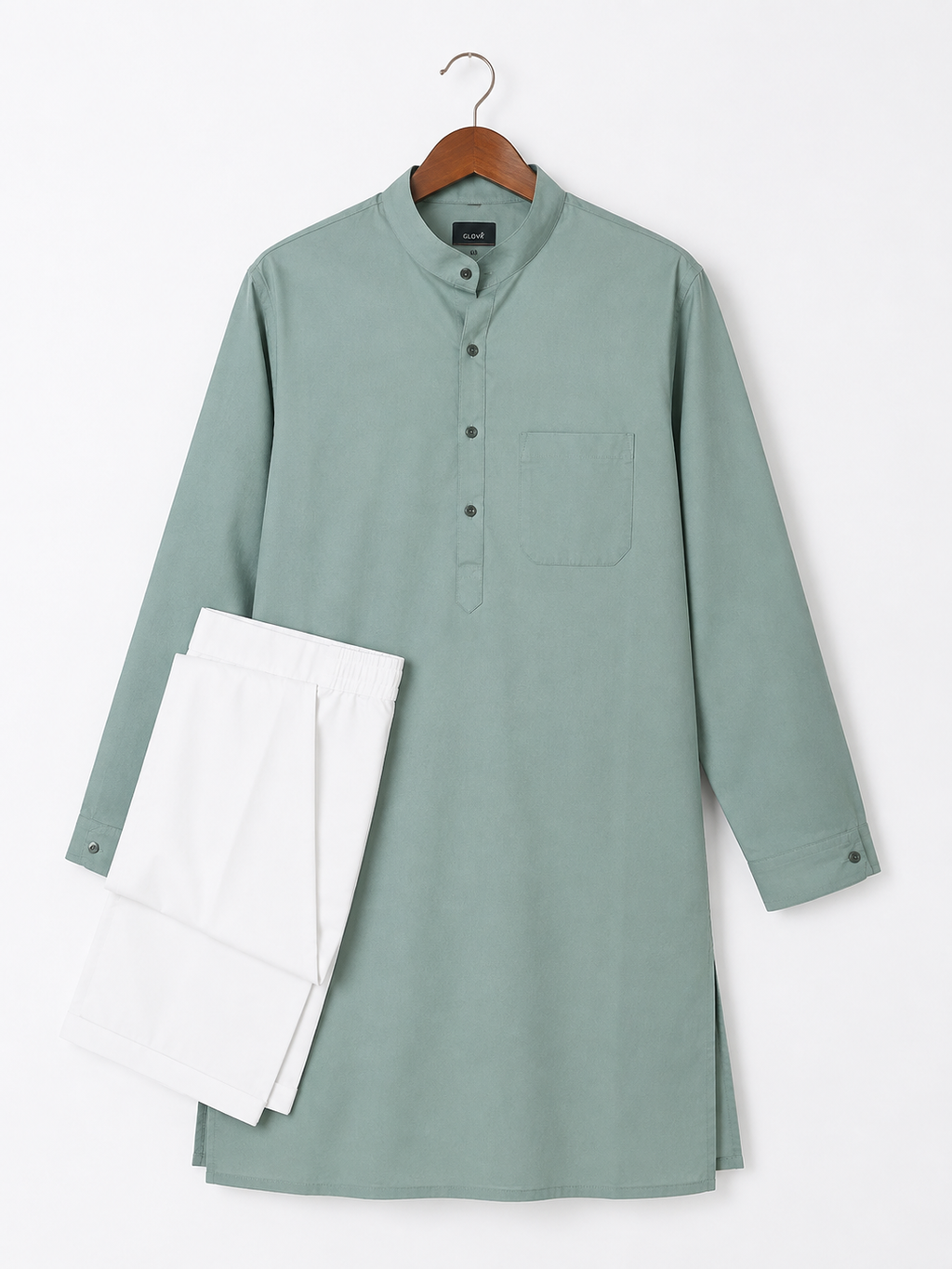 Men’s sage green kurta pajama set alternate view