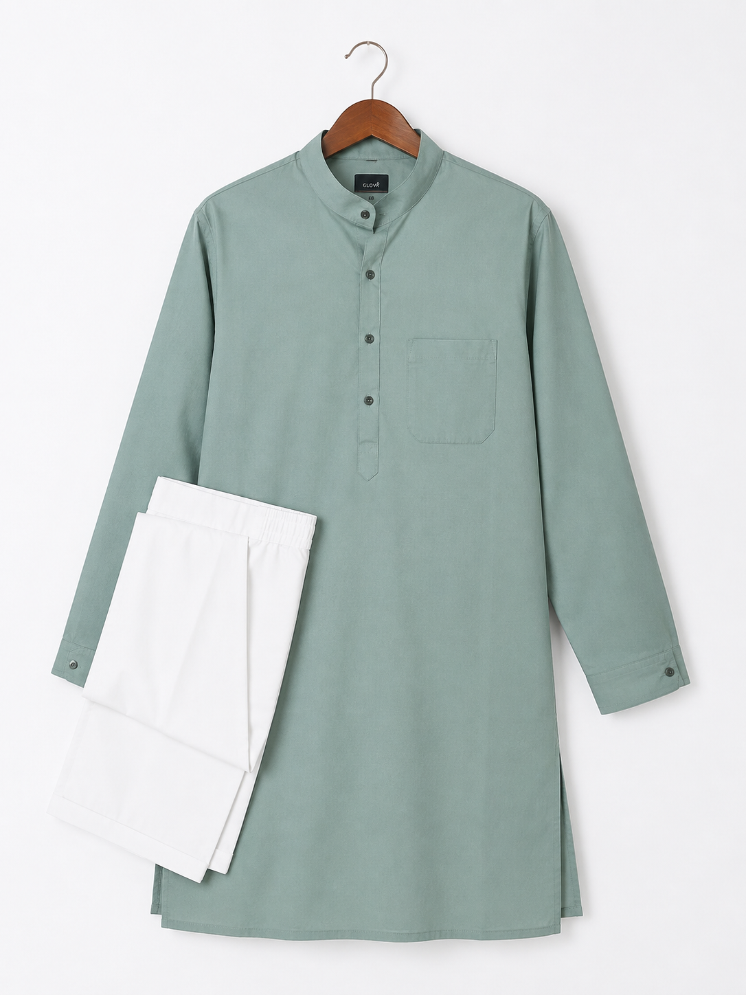 Men’s sage green kurta pajama set alternate view