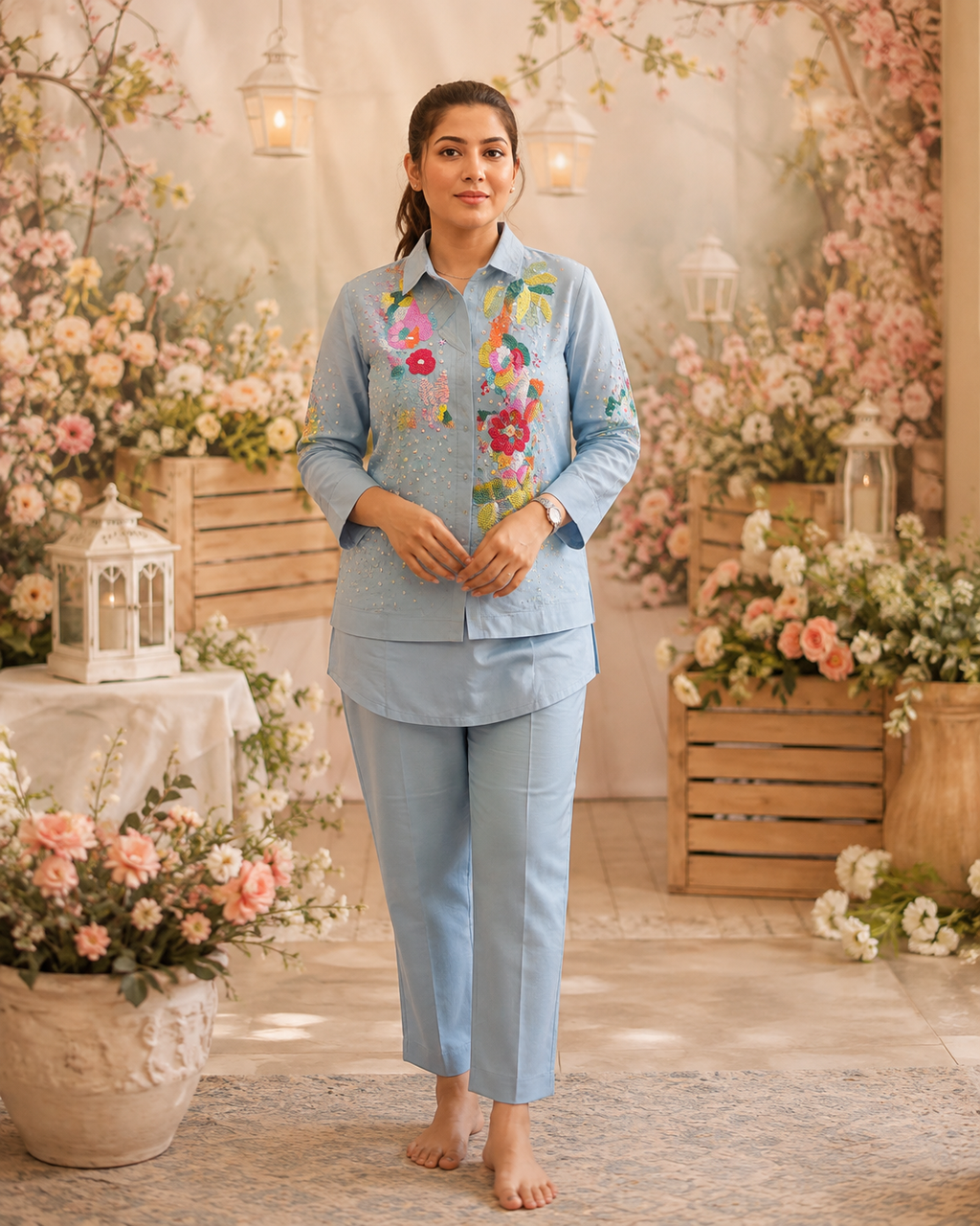 Embroidered two-piece co-ord set