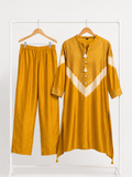 Mustard gold printed kurta and pant set