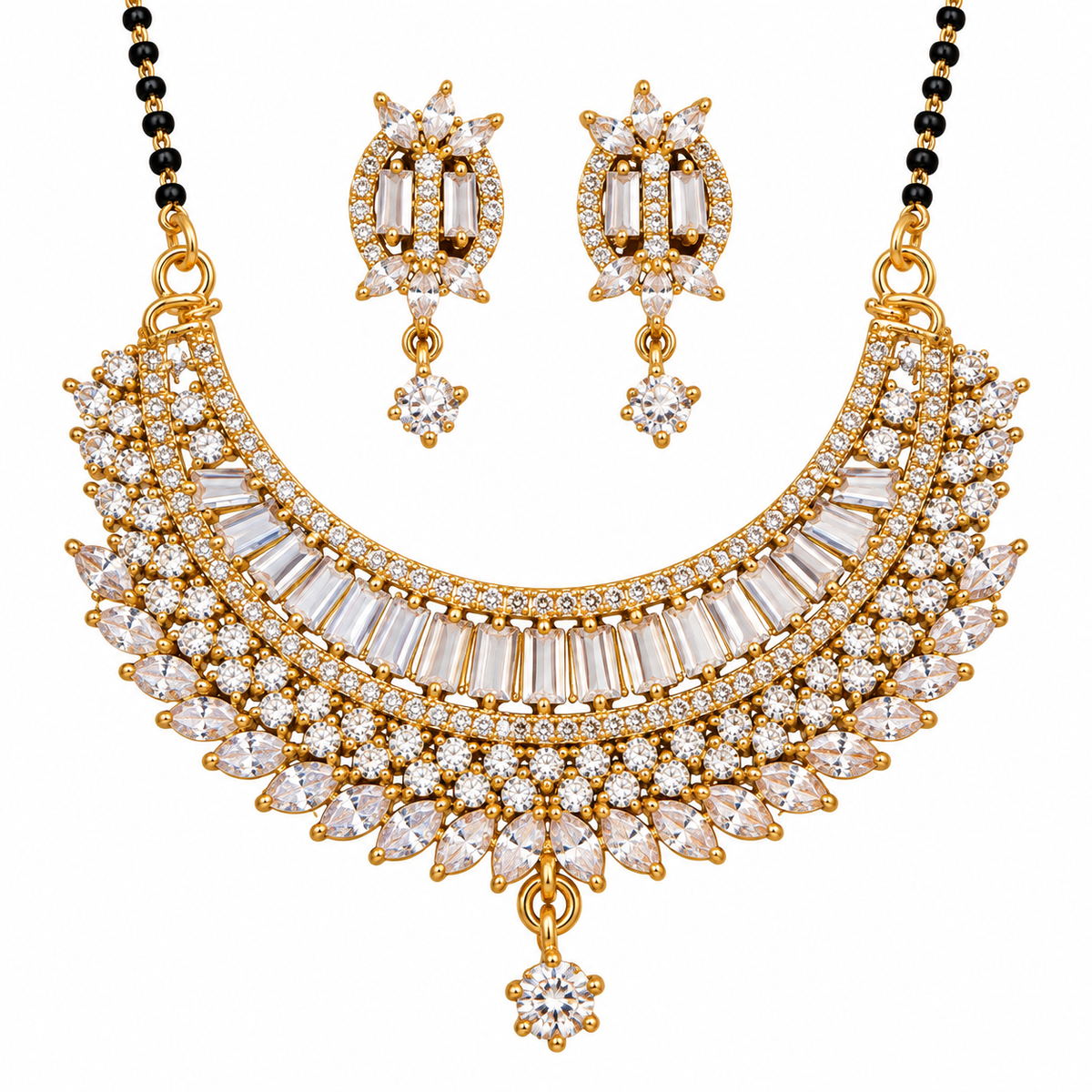 CZ mangalsutra necklace and earring set