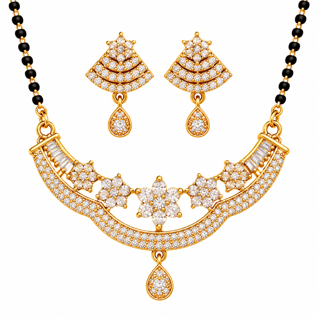 Gold-tone floral mangalsutra set alternate detail