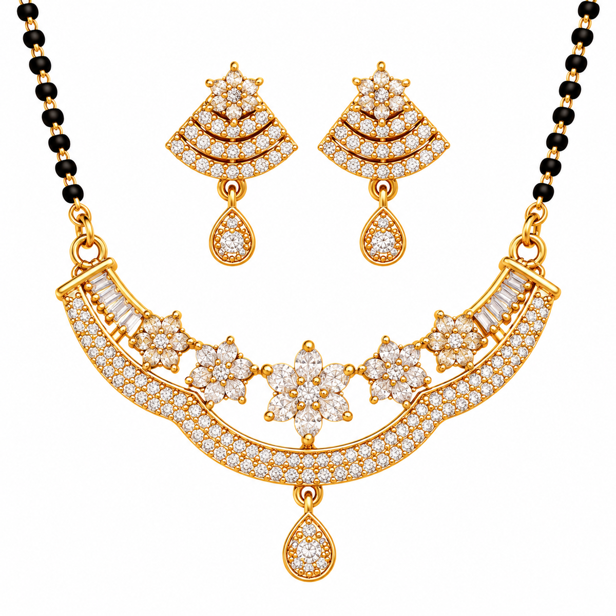 Gold-tone floral mangalsutra set alternate detail