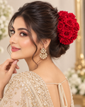 Red rose hair bun accessory