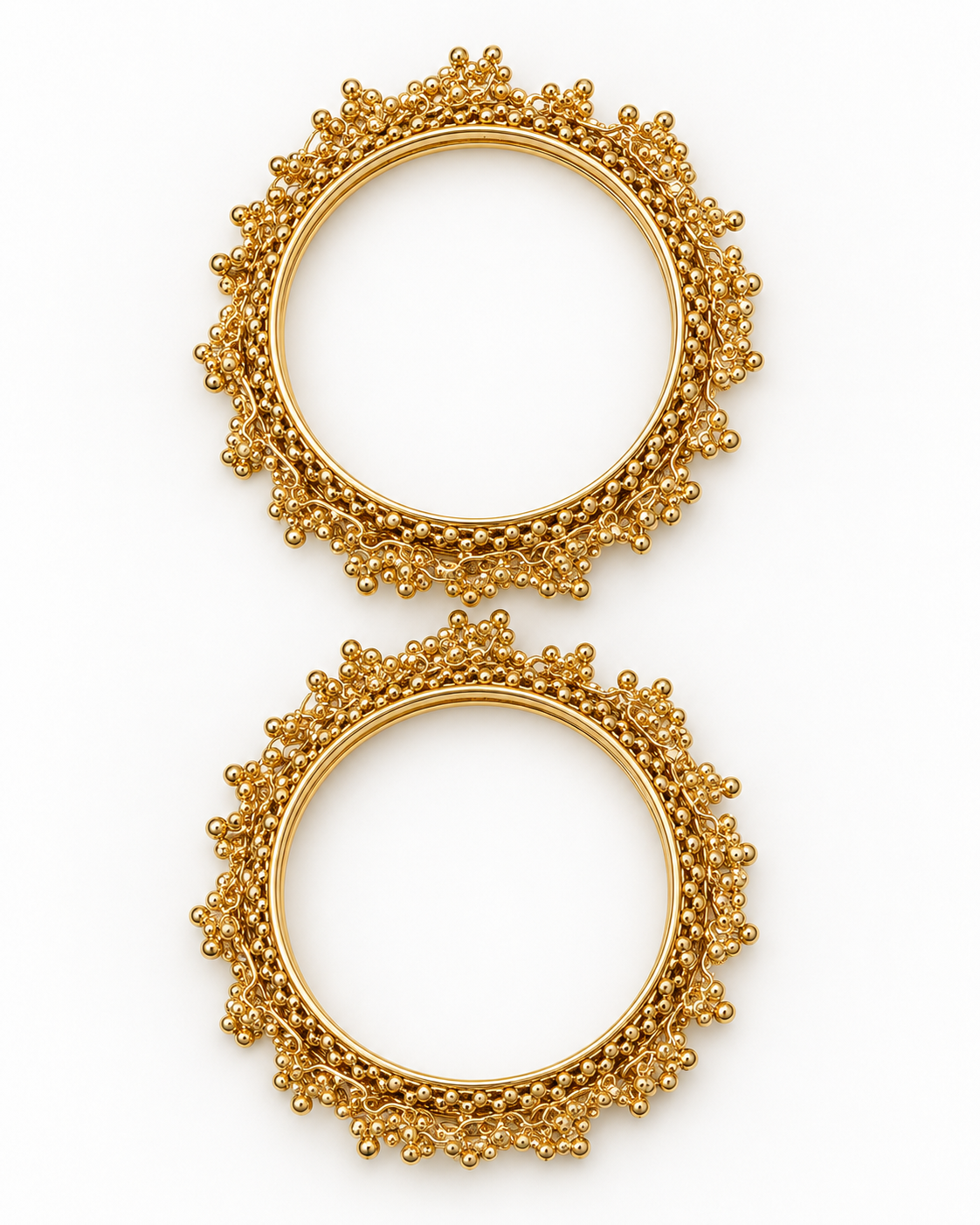 Gold-tone traditional beaded bangle textured detail
