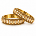 Champagne stone gold-tone kada bangles pair