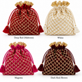 Velvet potli bag with gold lattice work