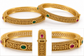 Gold-tone traditional kada bangles pair size 2.6