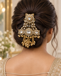 Kundan bridal hair pin with pearl and ghungroo details