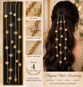 Gold-tone hair chains with coin and star charms set of four
