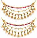 Gold-tone jhumka kaan chain earring-to-hair extension