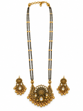 Antique gold-tone mangalsutra set with matching earrings