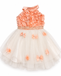 Peach and ivory floral party dress for girls