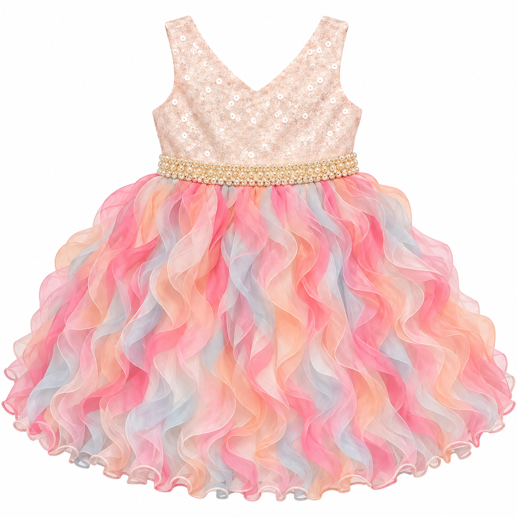 Pastel ruffle party dress 18 months layered skirt detail