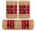 Deep maroon and gold bridal chooda bangle set size 2.6