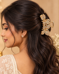 Gold-tone butterfly rhinestone hair claw clip