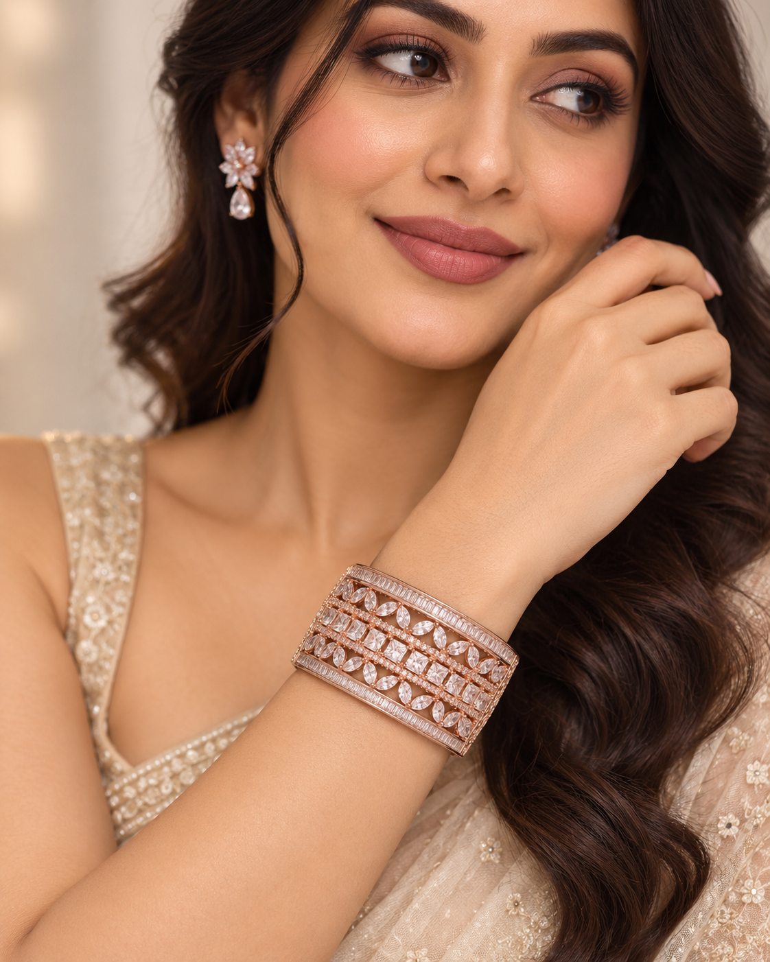 Rose gold CZ statement bracelet