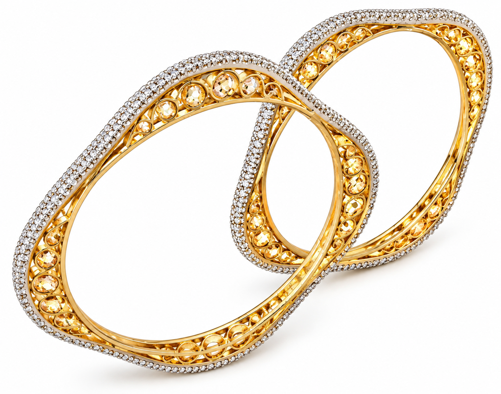 Gold-tone CZ bangle set size 2.4