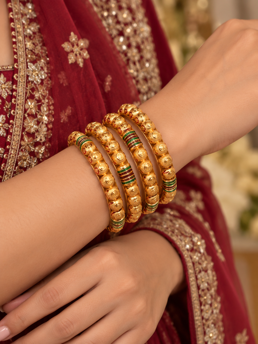 Gold-tone enamel bangle set size 2.8
