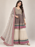 Mirror work three-piece sharara set size L