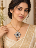Blue and white Indian pendant necklace