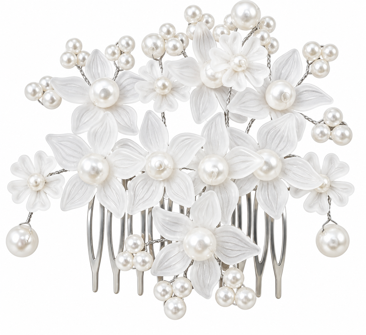 Pearl floral bridal hair comb