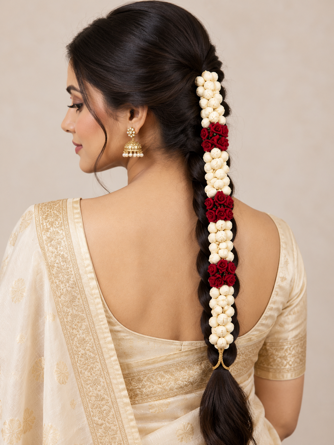 Jasmine gajra hair garland – reusable floral hair accessory detail