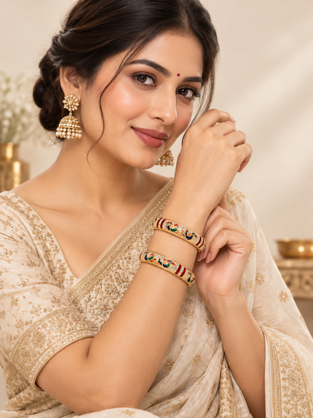 Colorful traditional bangle set size 2.4 – multicolor stack detail