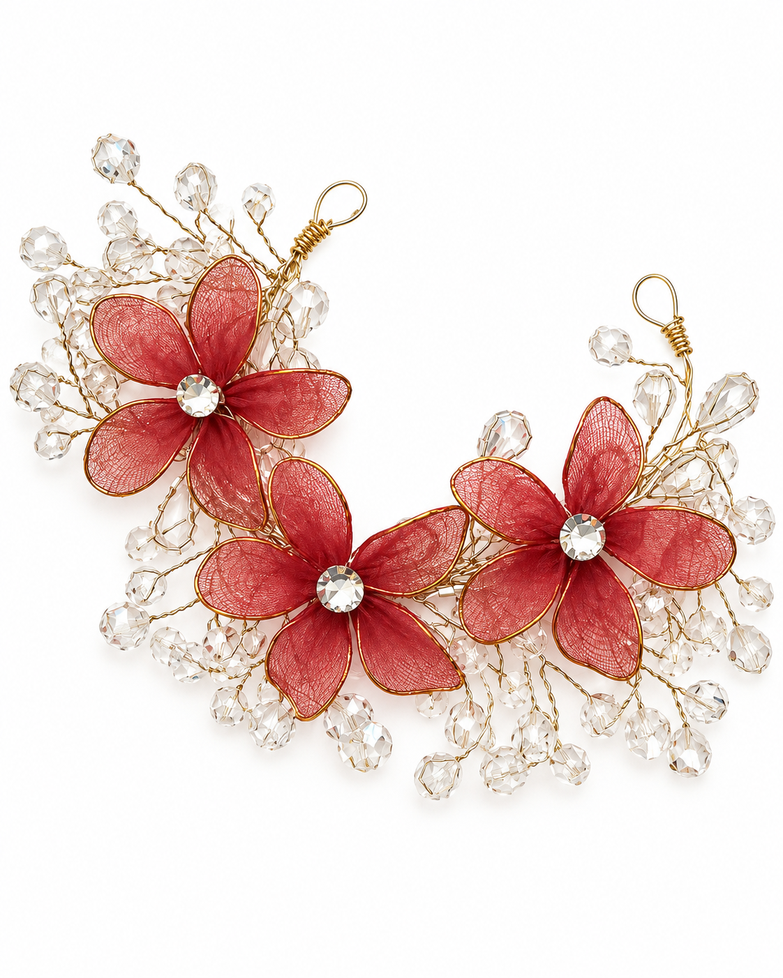 Red floral crystal hair accessory