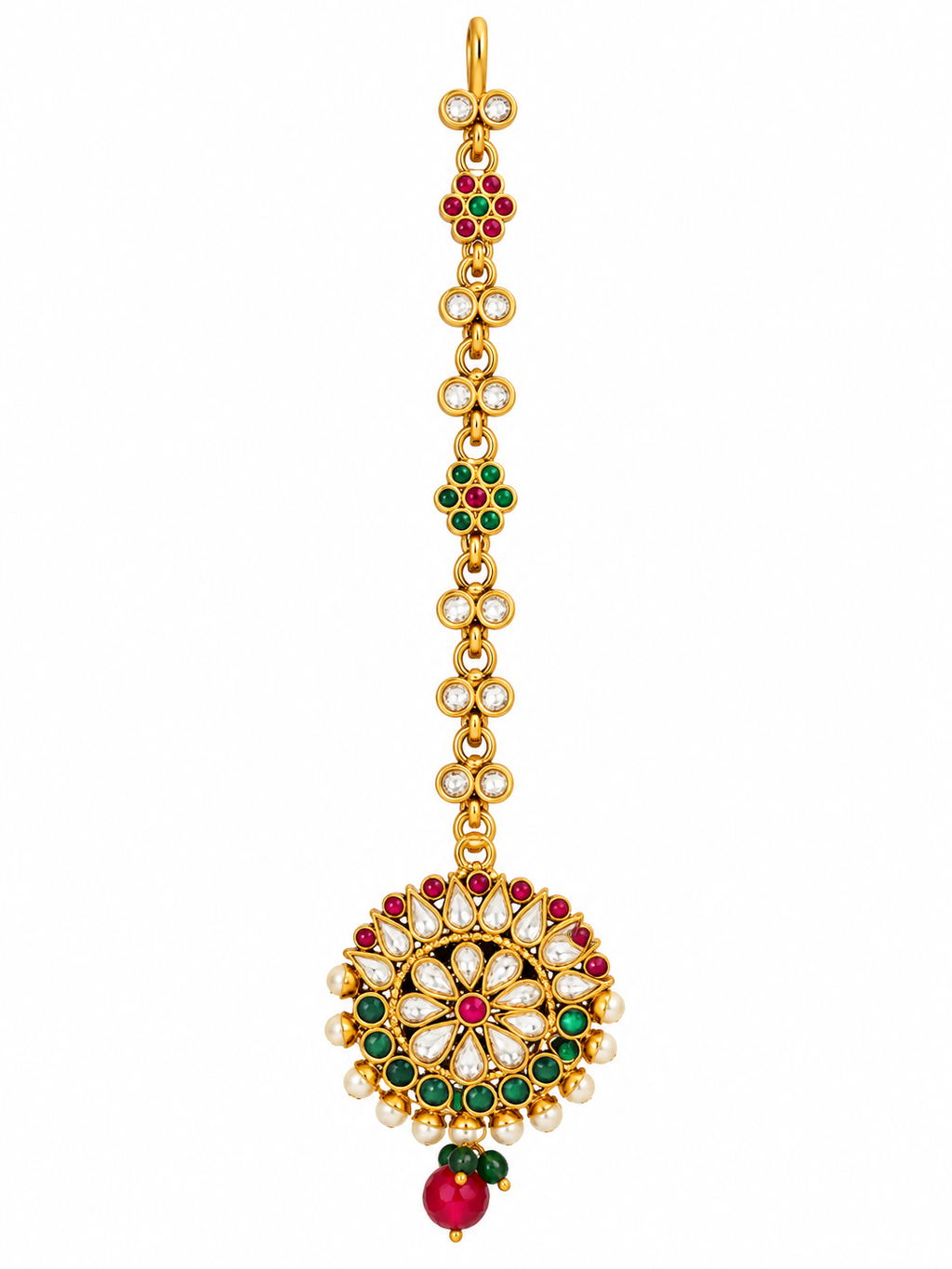 Multicolor Kundan maang tikka jewelry detail