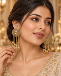 Gold-Tone Filigree Jhumka Chain Earrings
