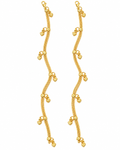 Gold-Tone Heart Charm Anklet Pair