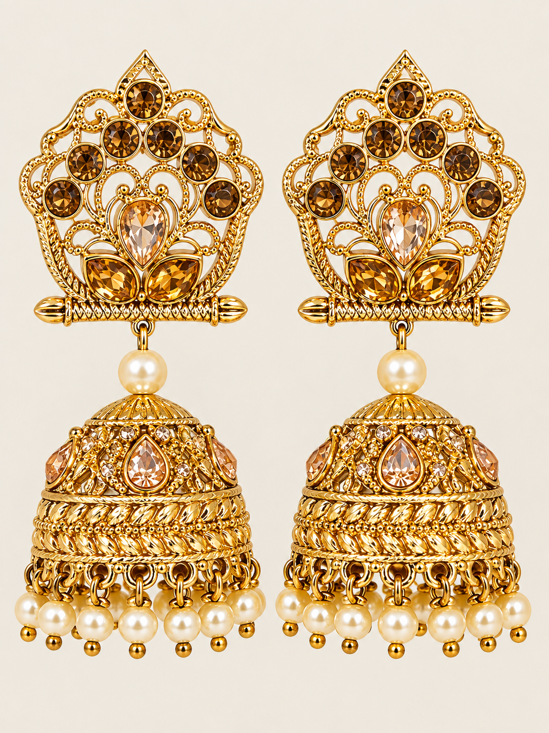 Stone & Pearl Jhumka Earrings