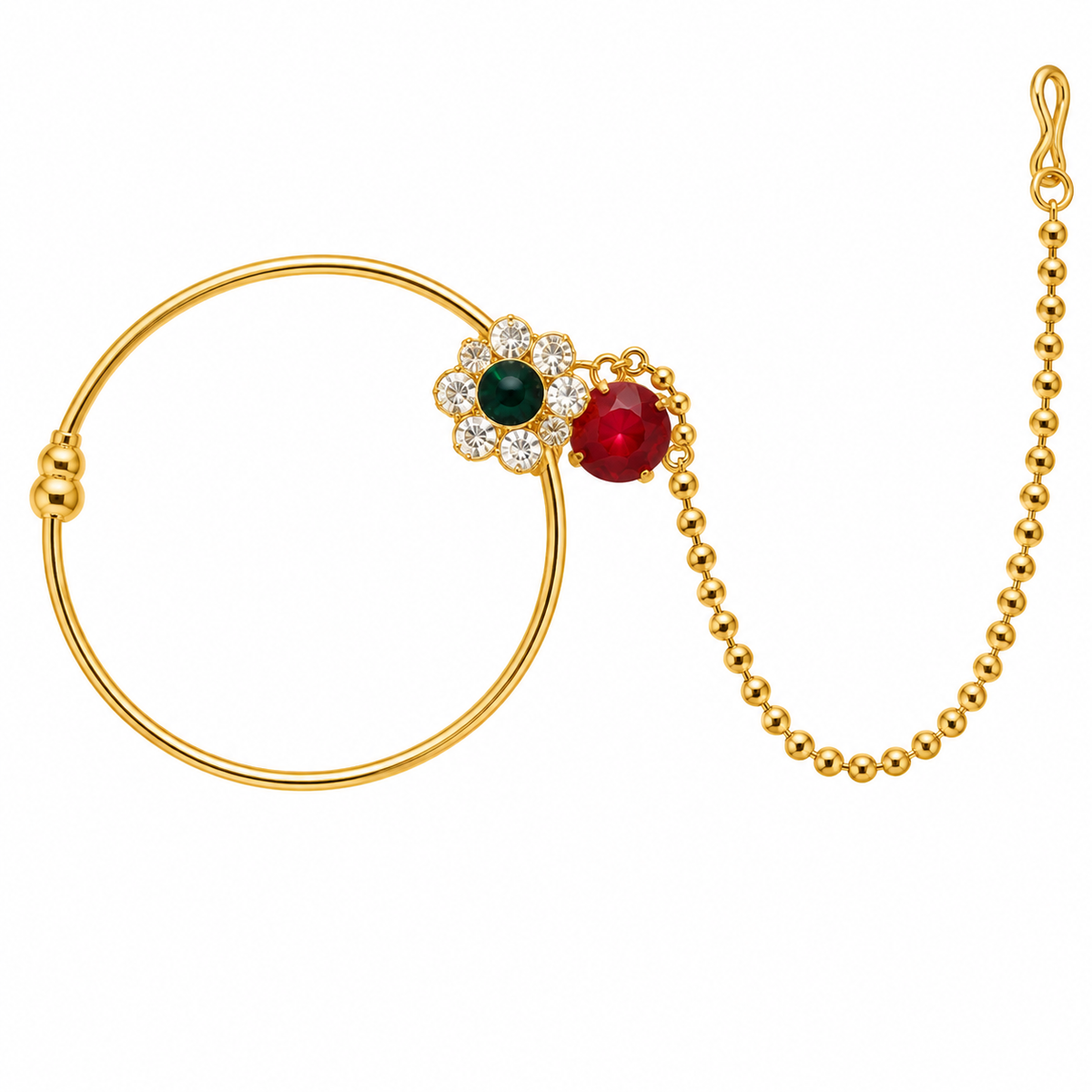 Traditional Gold-Tone Bridal Nath with Chain alternate view