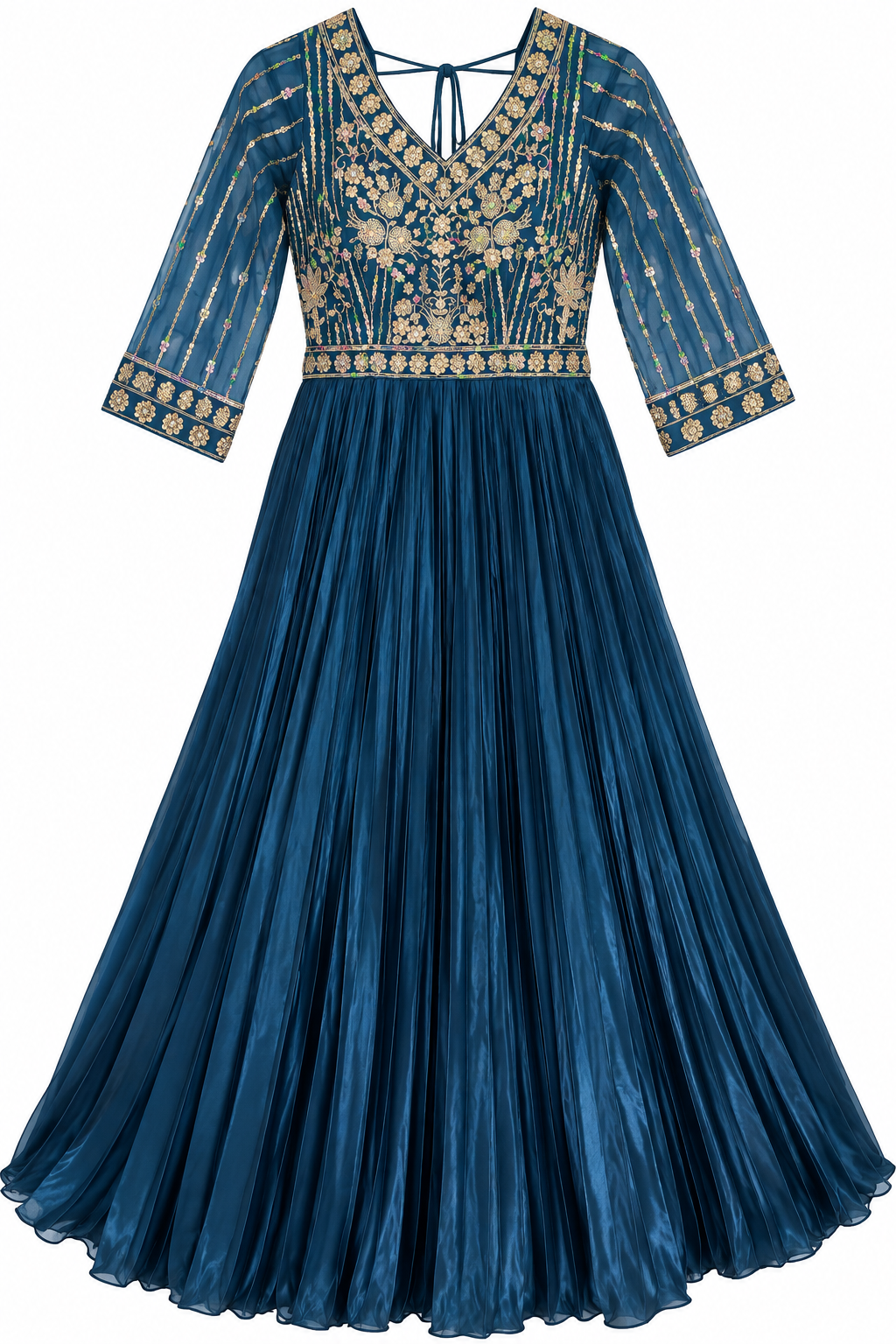Teal blue embroidered Anarkali gown in size XL