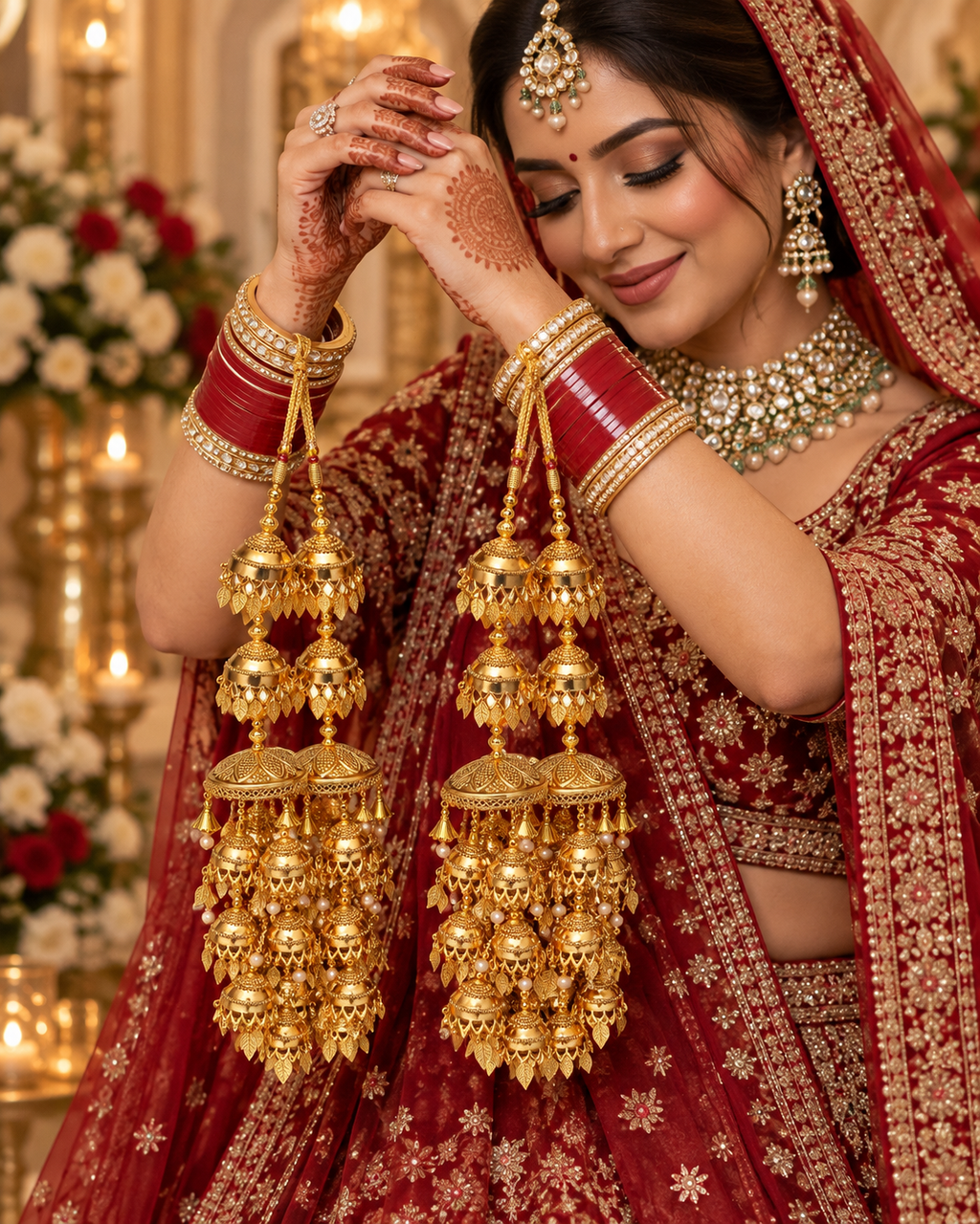 Gold Bridal Kalire – Traditional Punjabi Wedding Kaleere alternate view