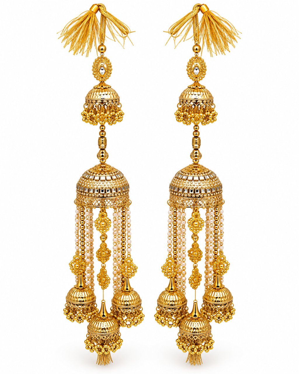Gold Bridal Kalire with Pearl & Jhumka Detailing