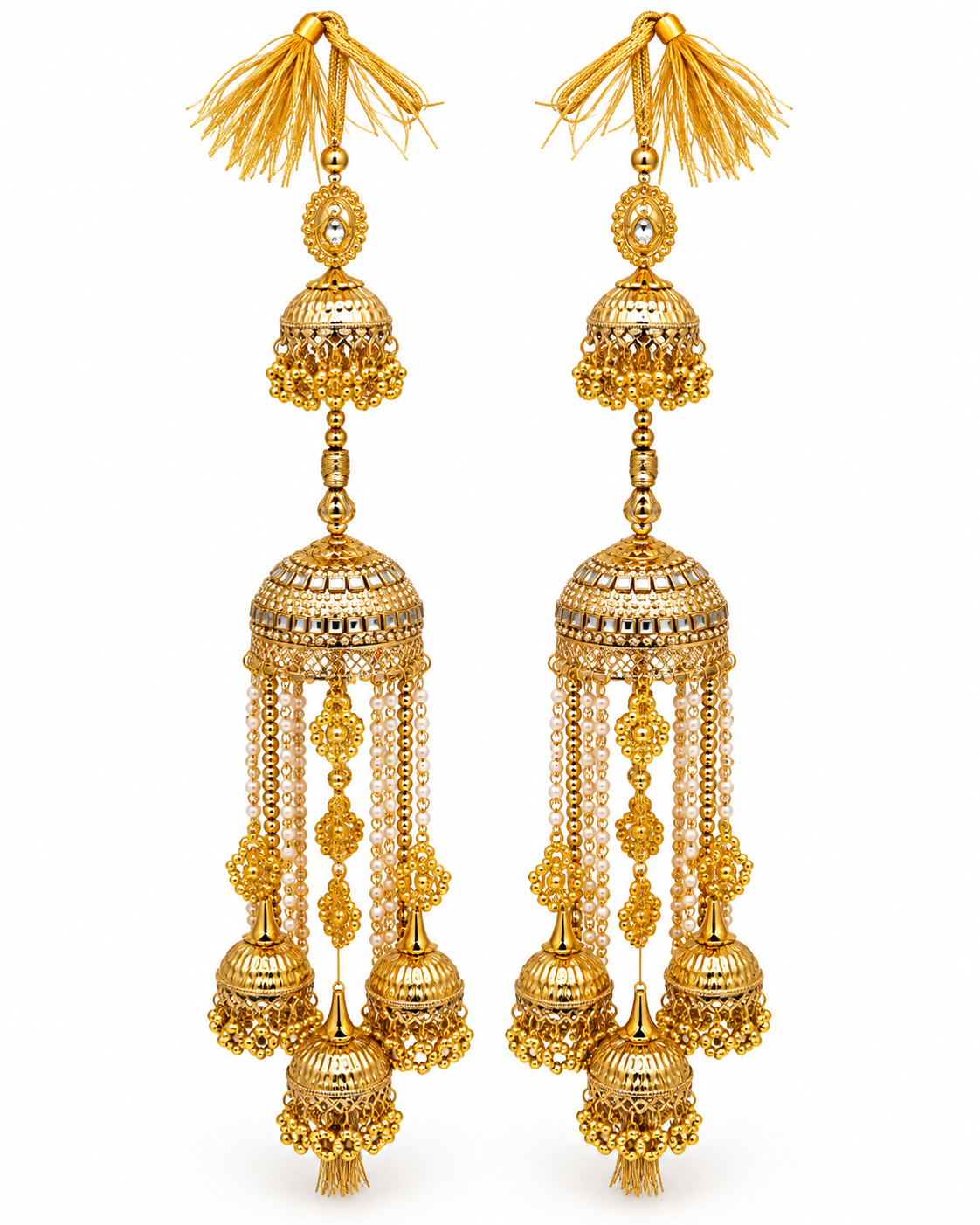 Gold Bridal Kalire with Pearl & Jhumka Detailing