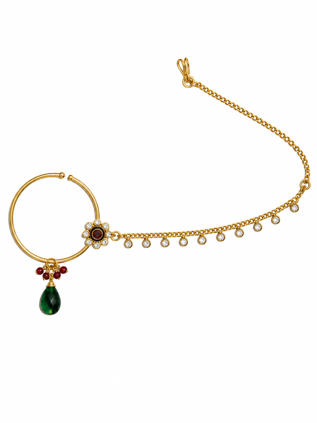 Traditional Gold-Tone Bridal Nath with Chain