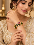 Colorful Kundan Kada Bracelet with Screw Lock