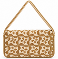 Ivory and gold hand-beaded shoulder bag